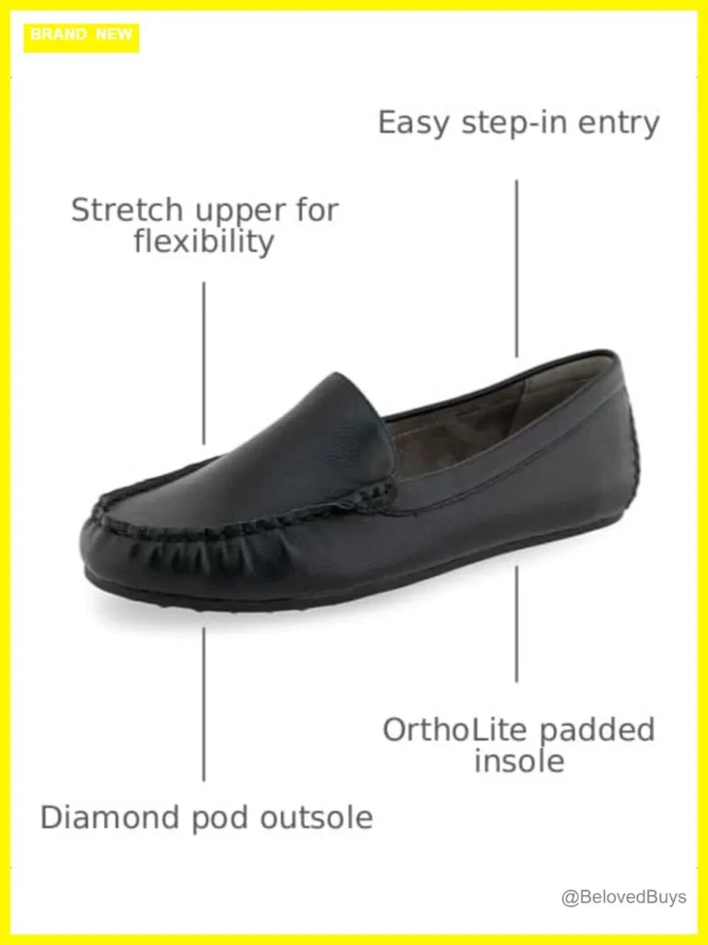 Faux Leather Loafers Slip-Ons OrthoLite Comfort Women's Casual Shoes